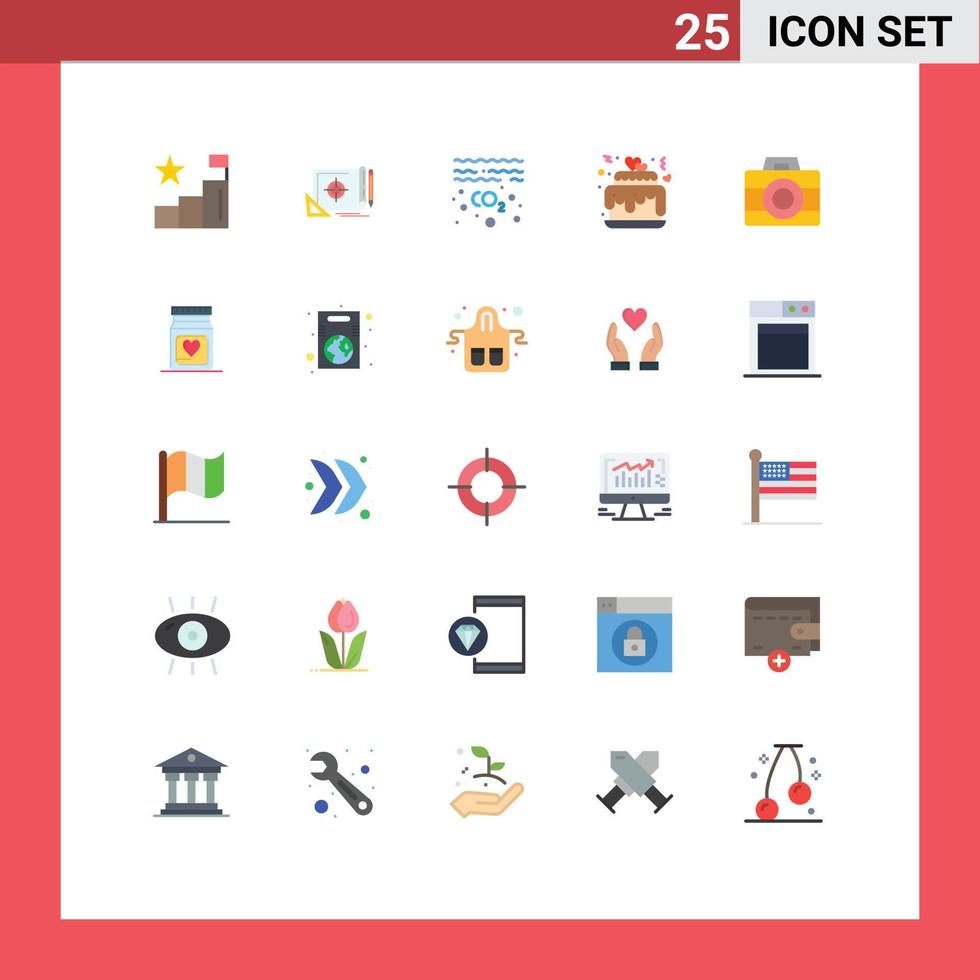 25 Universal Flat Colors Set for Web and Mobile Applications camera love target cake co Editable Vector Design Elements