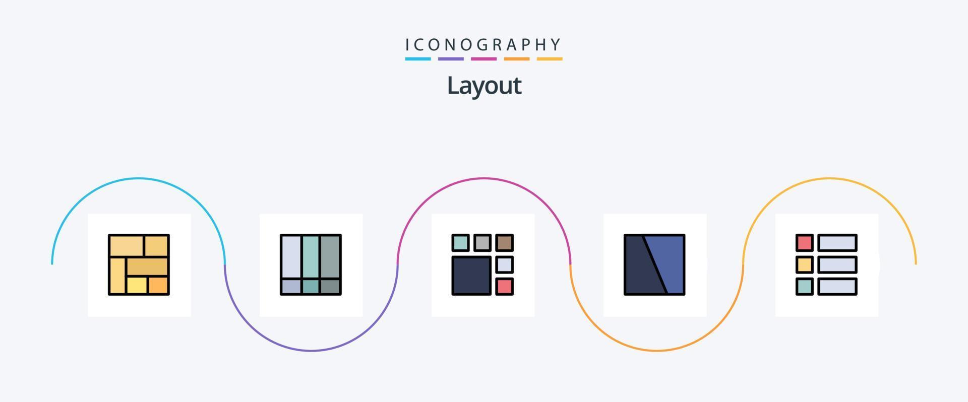 Layout Line Filled Flat 5 Icon Pack Including image. collage. frame. layout. image vector