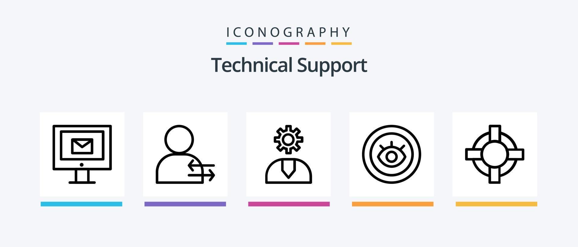 Technical Support Line 5 Icon Pack Including chat setting. support. world. lock. gear. Creative Icons Design vector