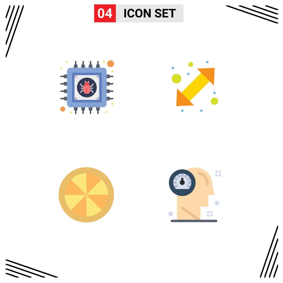 Set of 4 Vector Flat Icons on Grid for antivirus food information left dashboard Editable Vector Design Elements