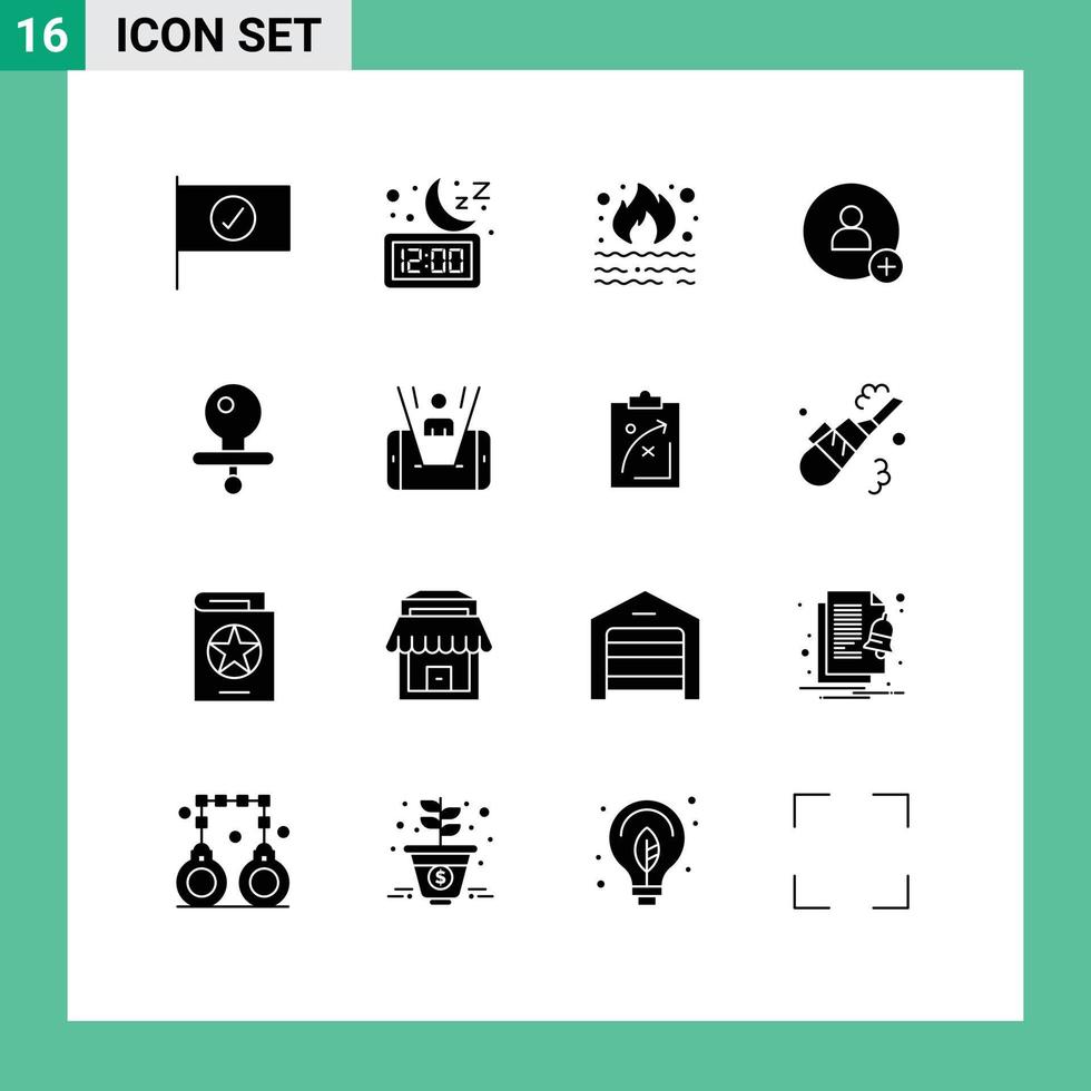 Set of 16 Modern UI Icons Symbols Signs for dummy twitter burn contact smoke Editable Vector Design Elements