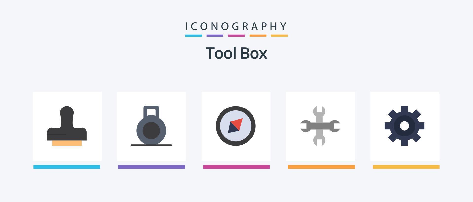 paquete de iconos flat 5 de herramientas que incluye . herramienta.. diseño de iconos creativos vector