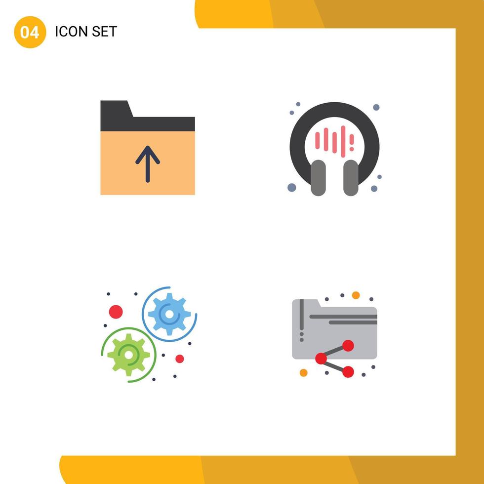 Universal Icon Symbols Group of 4 Modern Flat Icons of document settings communication support analytics Editable Vector Design Elements