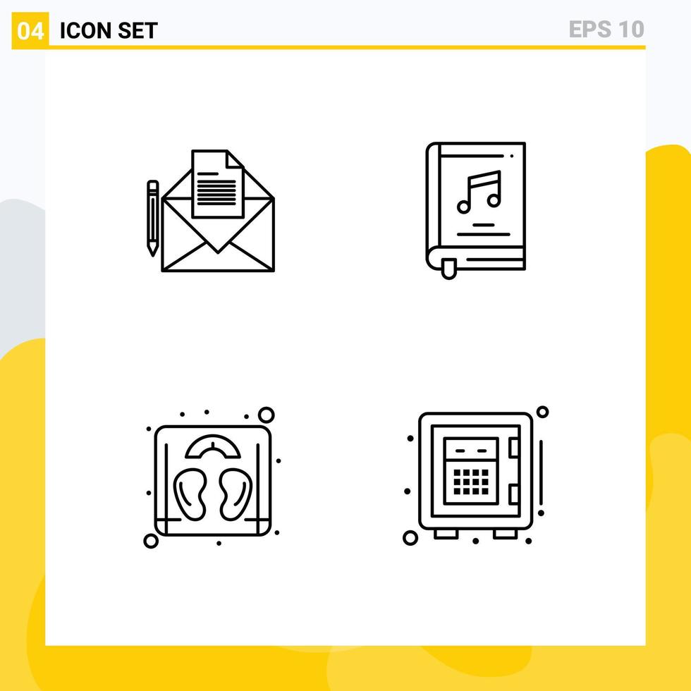 4 Creative Icons Modern Signs and Symbols of mail weight letter multimedia machine Editable Vector Design Elements