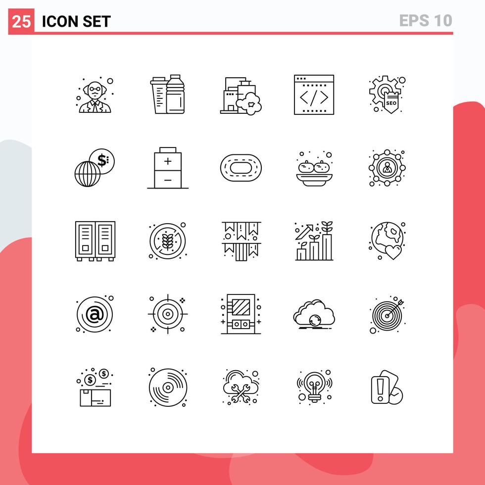 25 Thematic Vector Lines and Editable Symbols of development office factory company business Editable Vector Design Elements