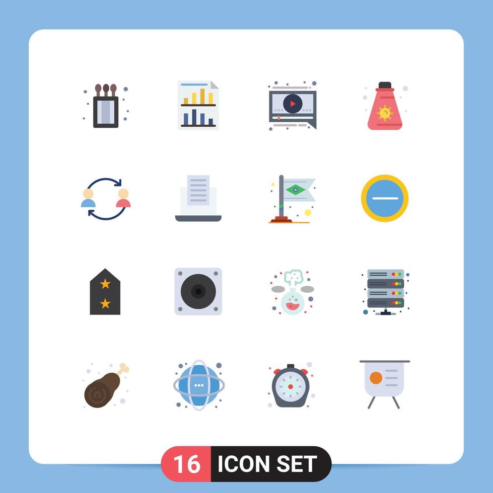 grupo de 16 colores planos modernos establecidos para reemplazar avatar chat camping verano paquete editable de elementos de diseño de vectores creativos