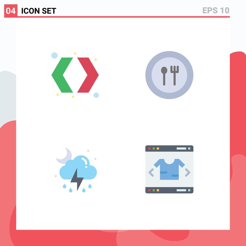User Interface Pack of 4 Basic Flat Icons of arrows weather right knife cloud Editable Vector Design Elements