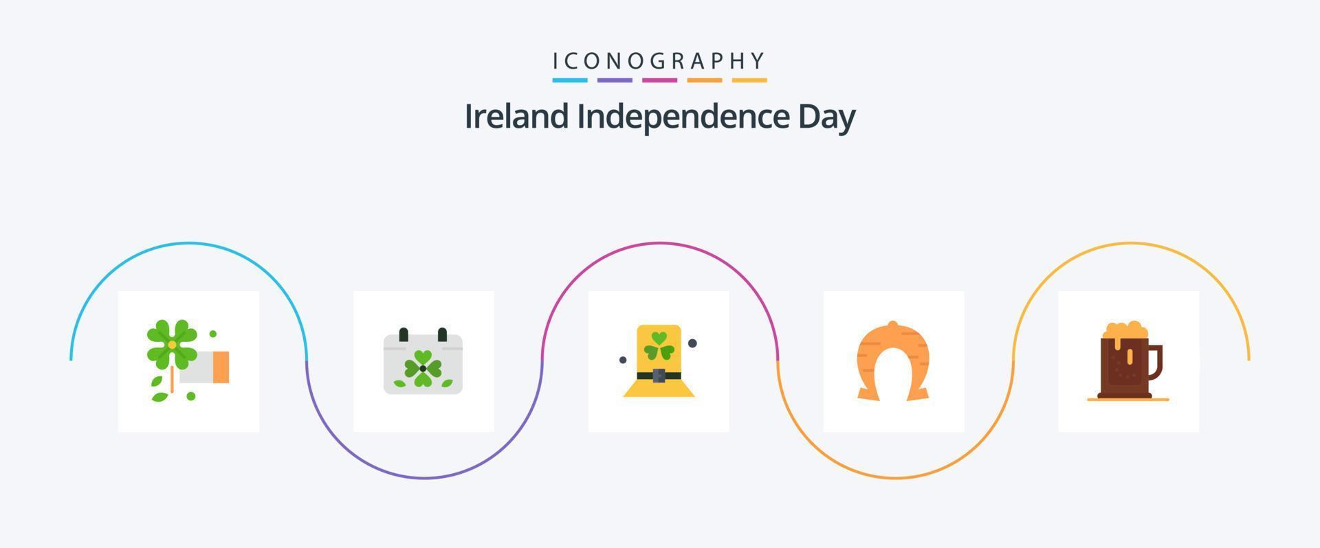 Ireland Independence Day Flat 5 Icon Pack Including patricks. horseshoe. costume. fortune. patrick vector