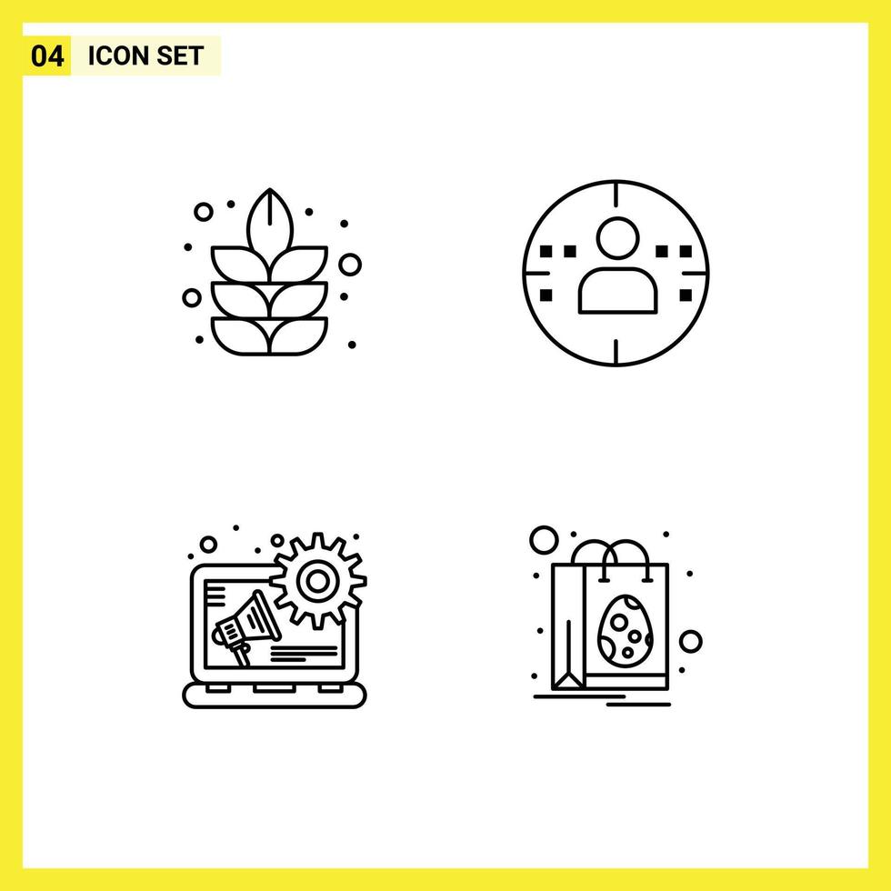 Pack of 4 Modern Filledline Flat Colors Signs and Symbols for Web Print Media such as lotus bag man advertising egg Editable Vector Design Elements