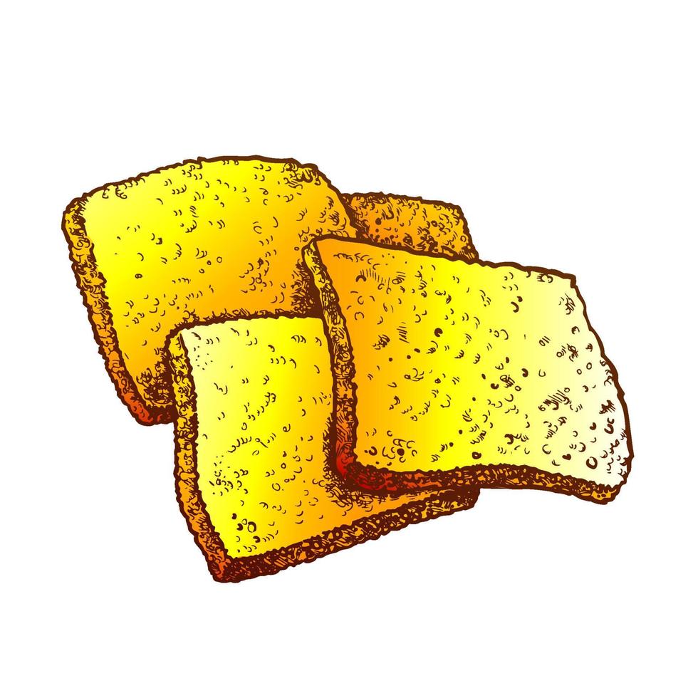 Fried Cheese In Batter Hot Meal Color Vector