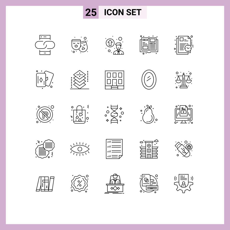 Set of 25 Commercial Lines pack for study plan film magazine catalogue Editable Vector Design Elements