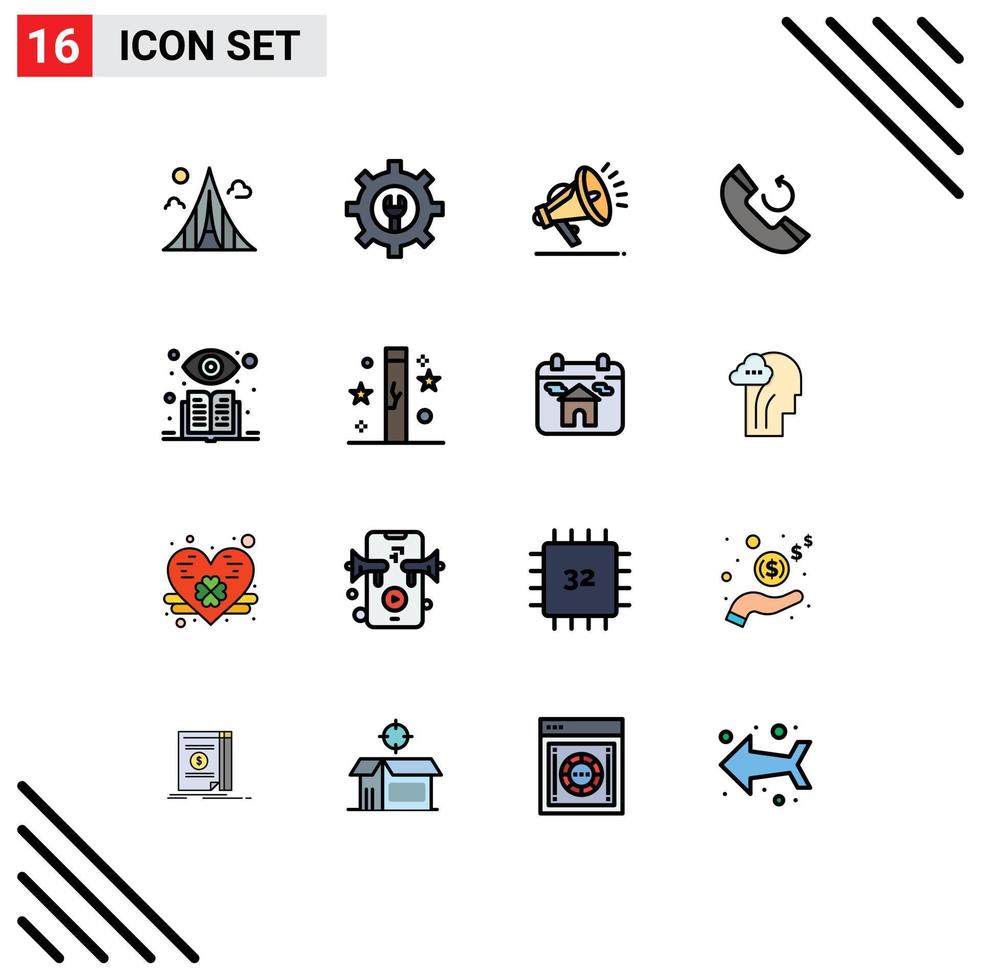 Modern Set of 16 Flat Color Filled Lines Pictograph of celebration supervised gdpr learning phone Editable Creative Vector Design Elements