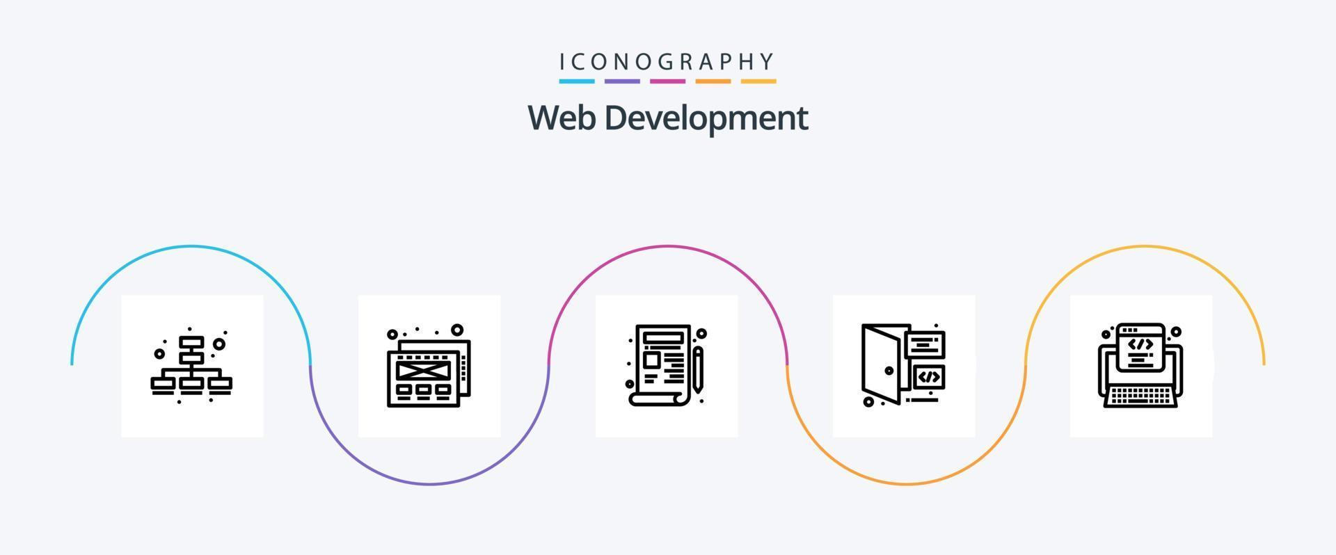 Web Development Line 5 Icon Pack Including . program. drawing. development. page vector