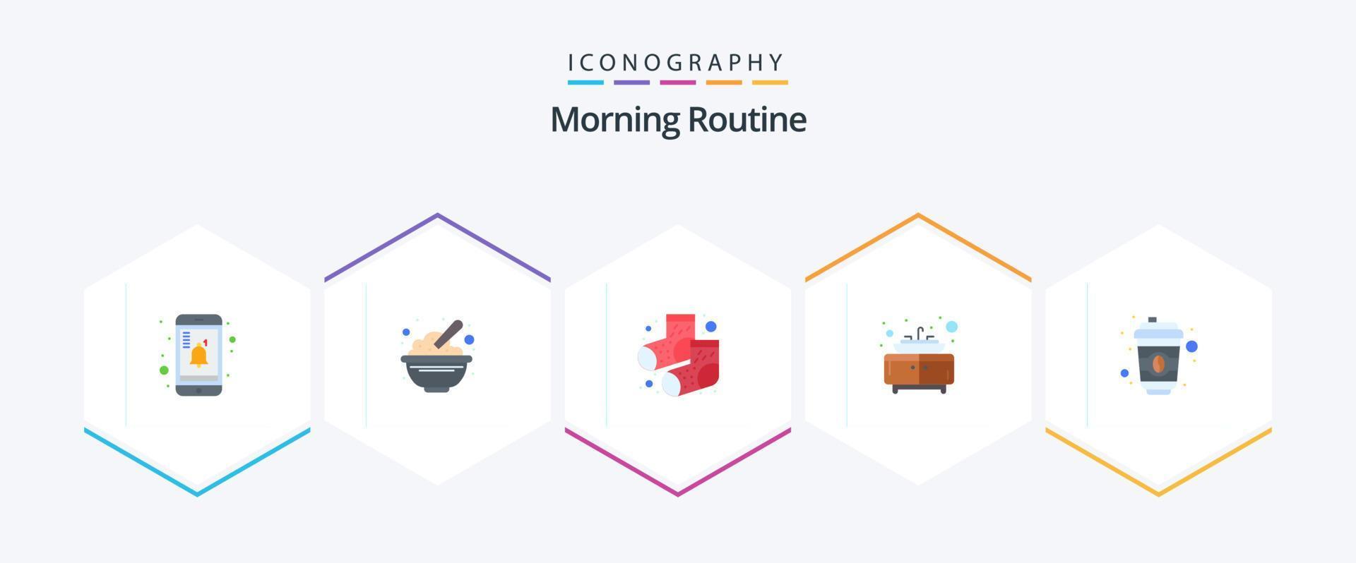 Morning Routine 25 Flat icon pack including . cup. dots. coffee. furniture vector