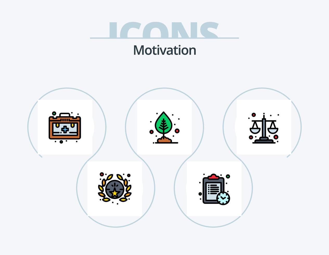 paquete de iconos llenos de línea de motivación 5 diseño de iconos. . inversión. deporte. crecimiento. hoja de texto vector