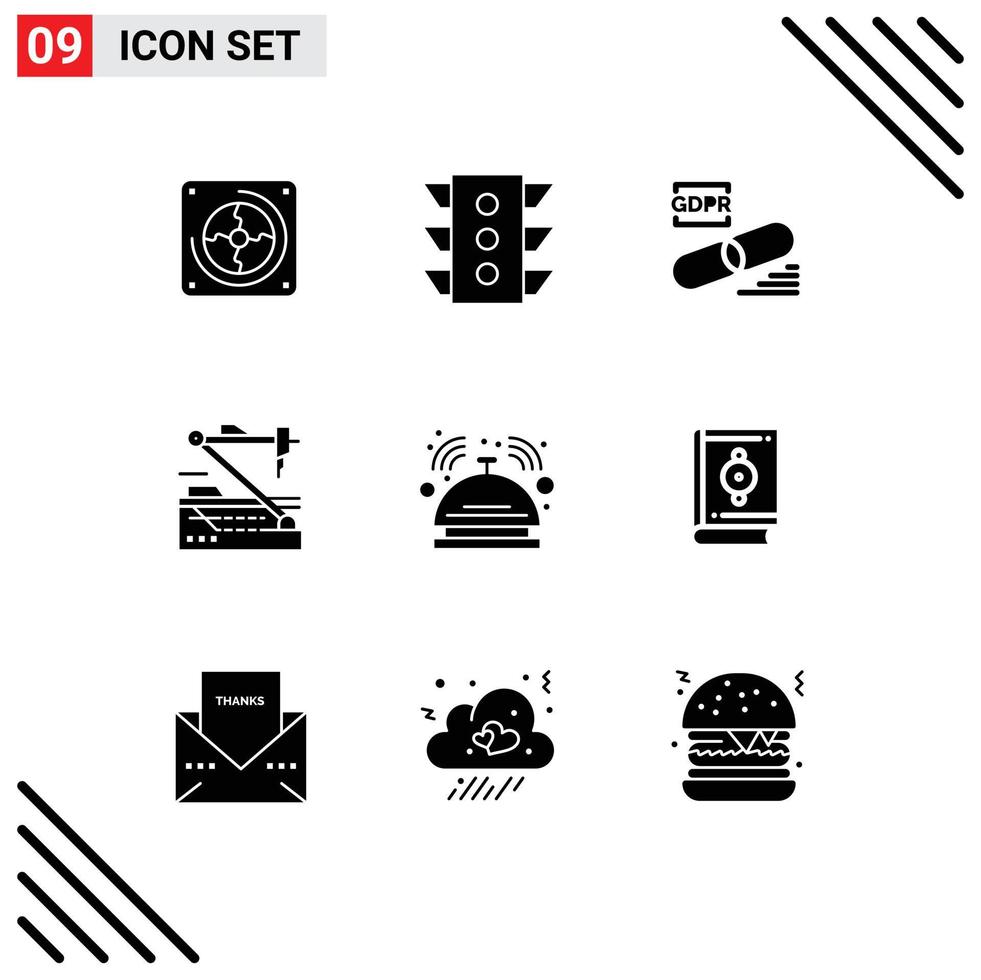 User Interface Pack of 9 Basic Solid Glyphs of robot medical rule future secure Editable Vector Design Elements