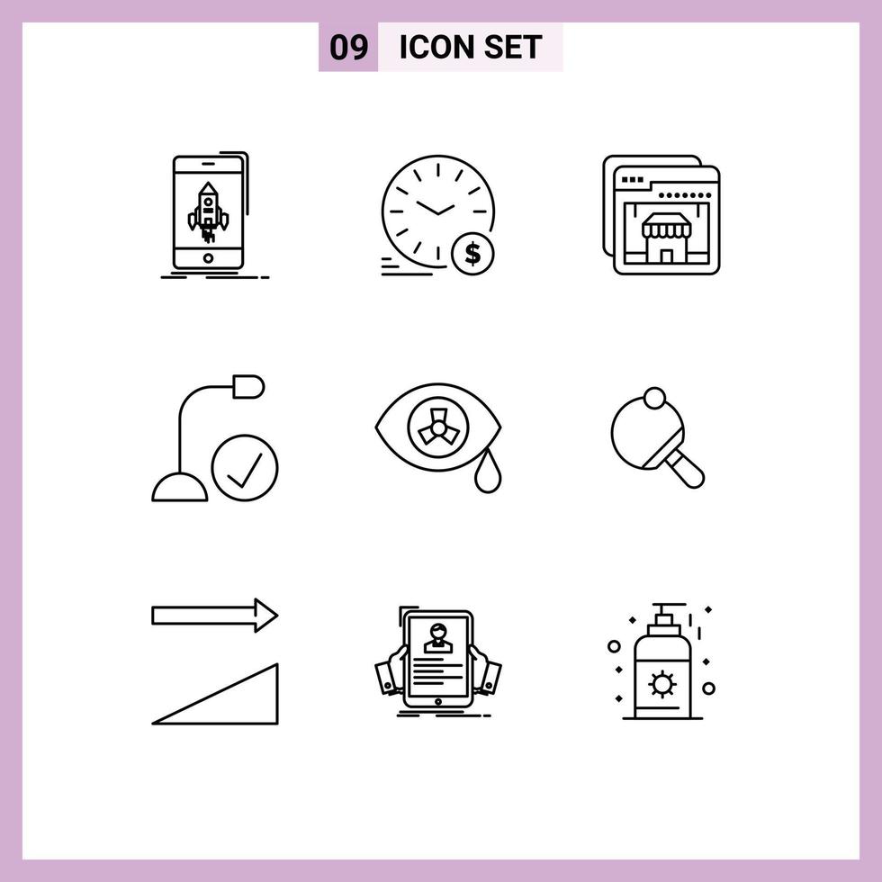 Modern Set of 9 Outlines and symbols such as gadget connected wallclock computers shop Editable Vector Design Elements