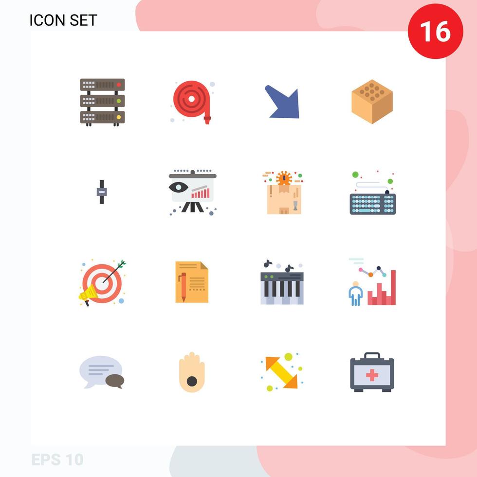 Group of 16 Modern Flat Colors Set for business audio arrow sound edge Editable Pack of Creative Vector Design Elements