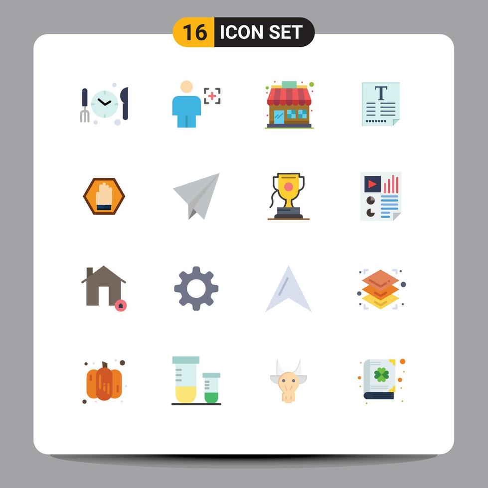 16 User Interface Flat Color Pack of modern Signs and Symbols of hand fount market poster file Editable Pack of Creative Vector Design Elements