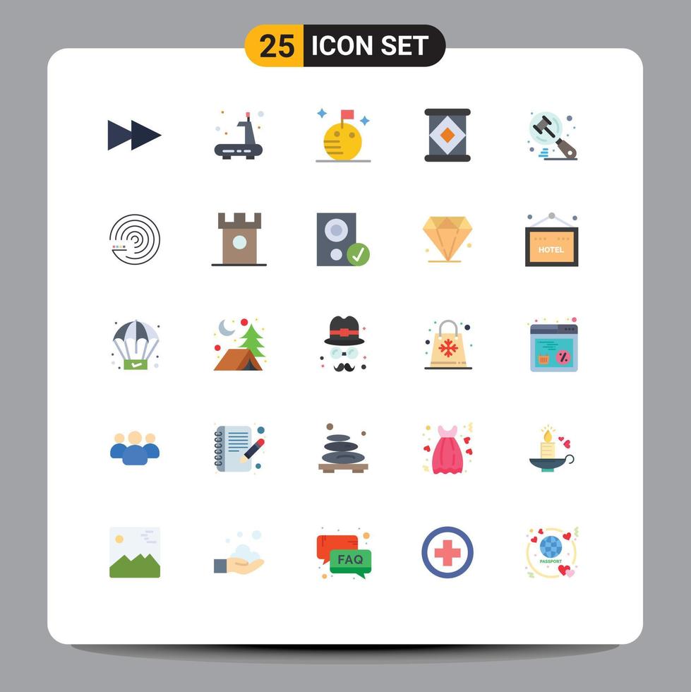 conjunto de 25 iconos de interfaz de usuario modernos signos de símbolos para elementos de diseño vectorial editables de búsqueda de martillo espacial de juez modelo vector