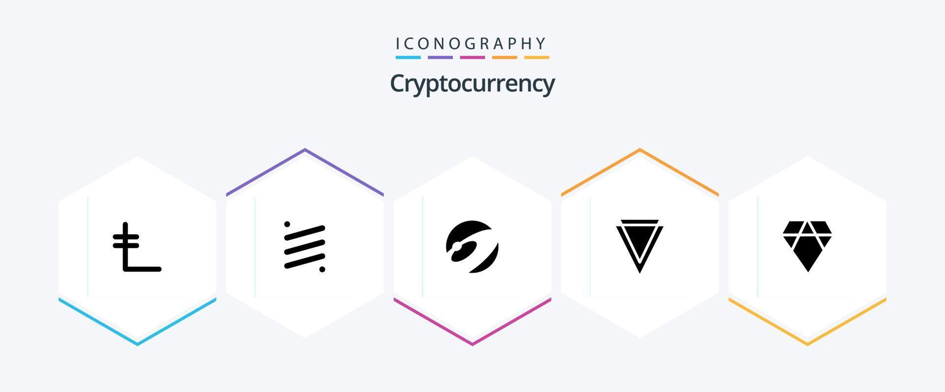 Cryptocurrency 25 Glyph icon pack including verge . crypto currency. crypto . crypto . nexus vector