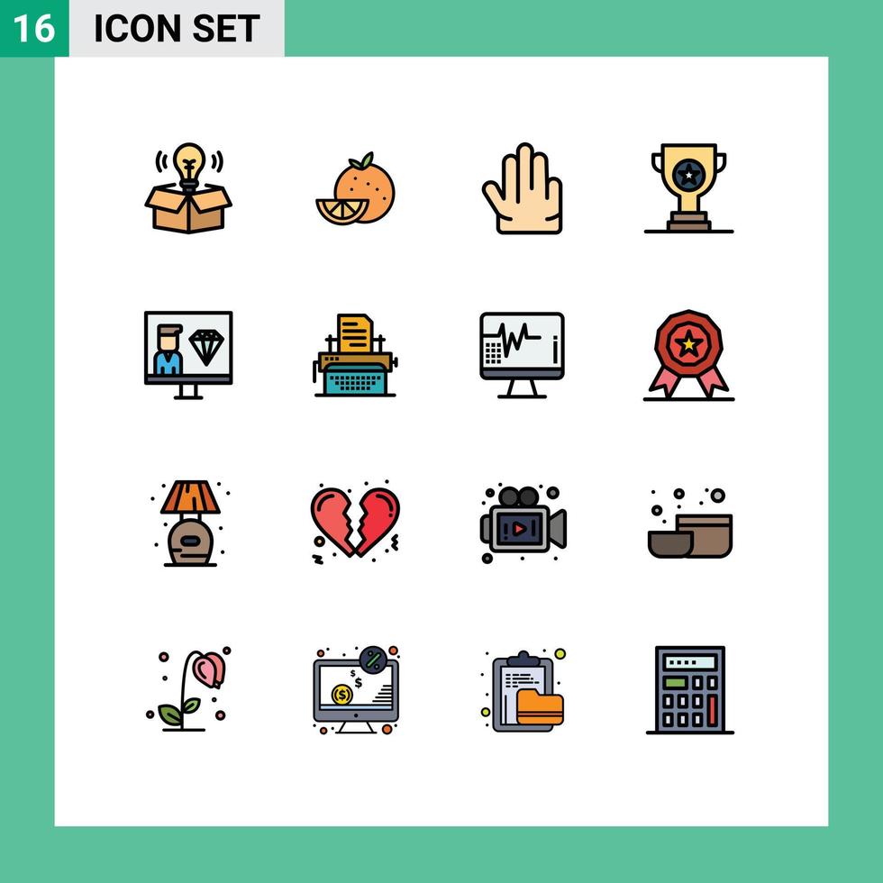16 Universal Flat Color Filled Line Signs Symbols of development coding fingers marketing business Editable Creative Vector Design Elements