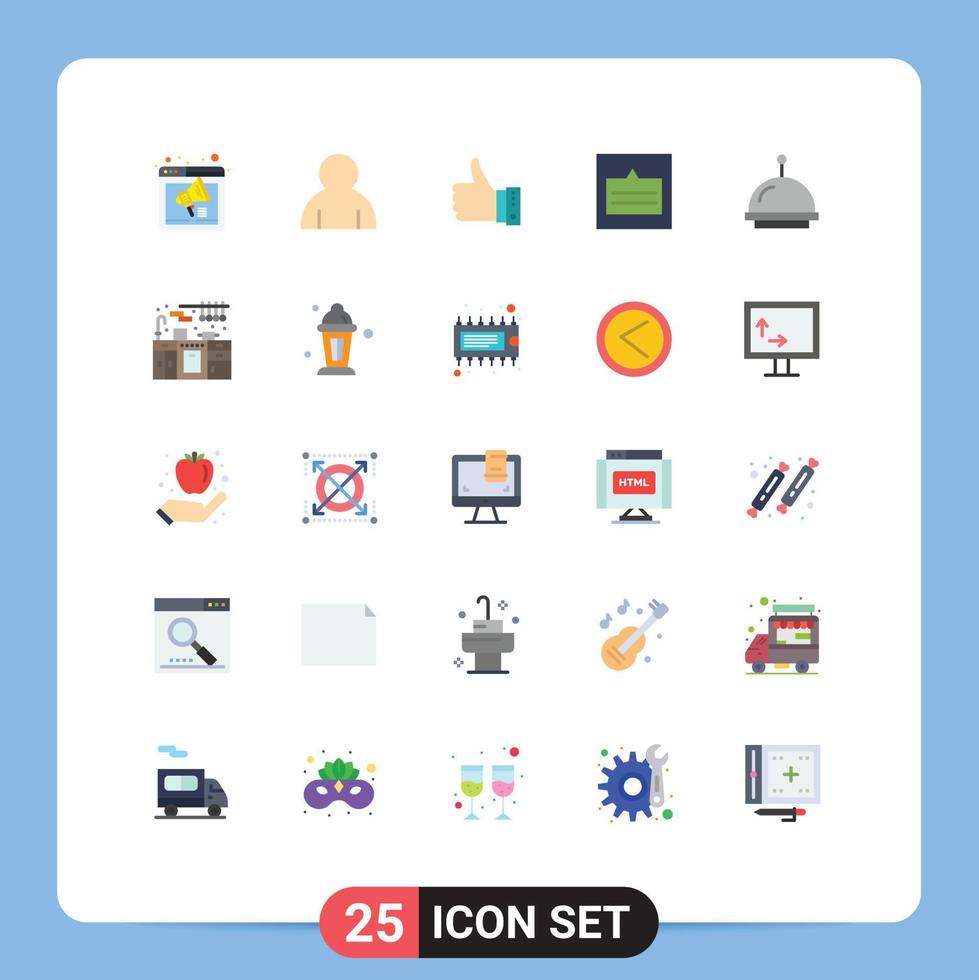 25 Universal Flat Color Signs Symbols of links grid like yes thumbs Editable Vector Design Elements