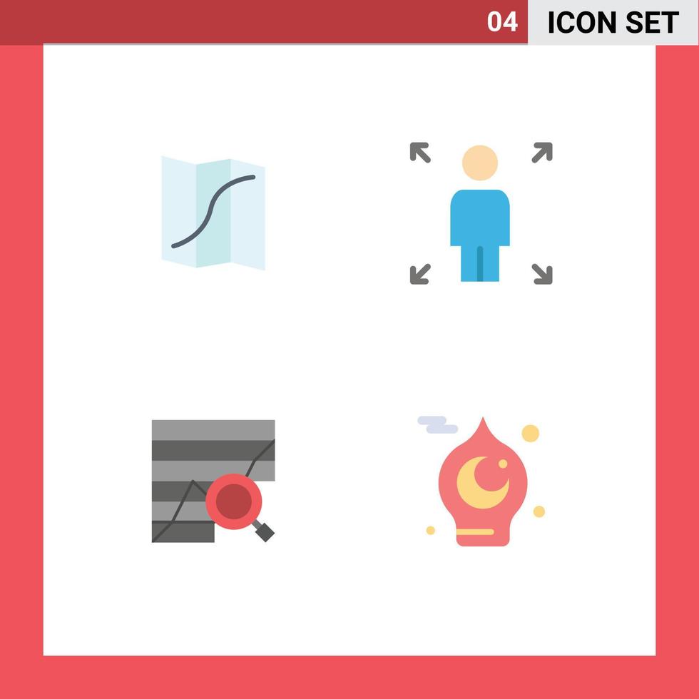 Flat Icon Pack of 4 Universal Symbols of map analytics pin person data Editable Vector Design Elements