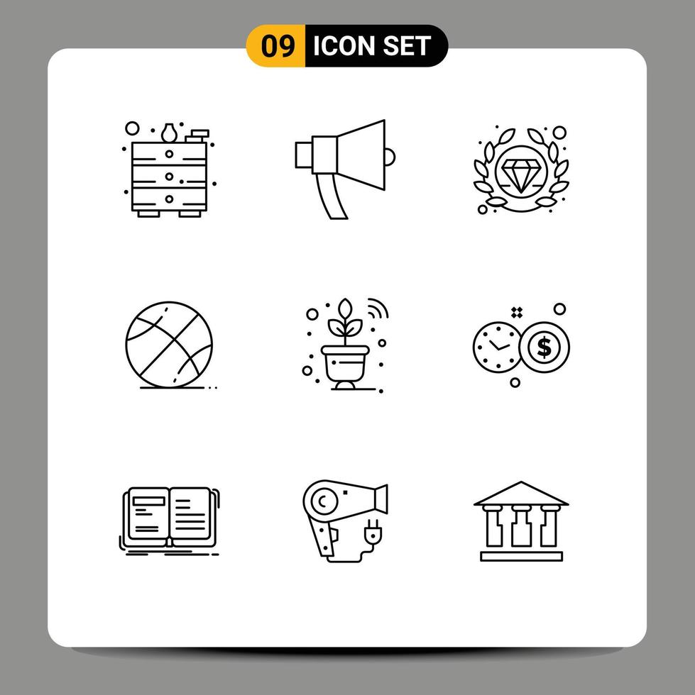 Modern Set of 9 Outlines Pictograph of smart plant premium education ball Editable Vector Design Elements