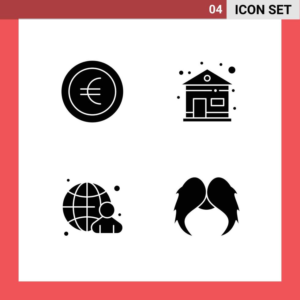 grupo de 4 glifos sólidos modernos establecidos para la creación de monedas en internet empresario hipster elementos de diseño vectorial editables vector