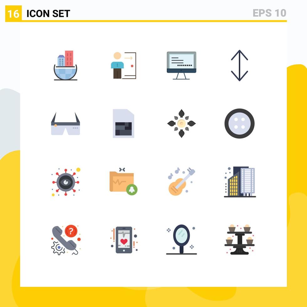 Pictogram Set of 16 Simple Flat Colors of scale arrow layoff education monitore Editable Pack of Creative Vector Design Elements