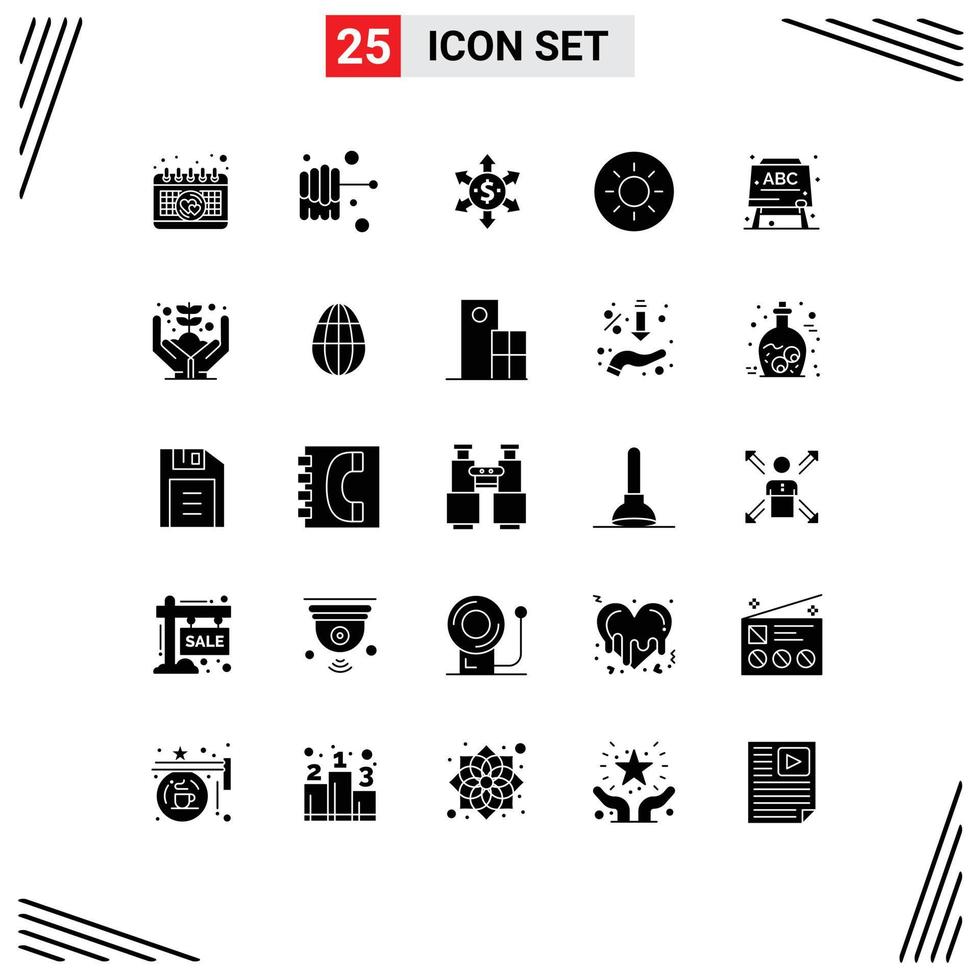 Set of 25 Modern UI Icons Symbols Signs for egg money brightness hand formula Editable Vector Design Elements