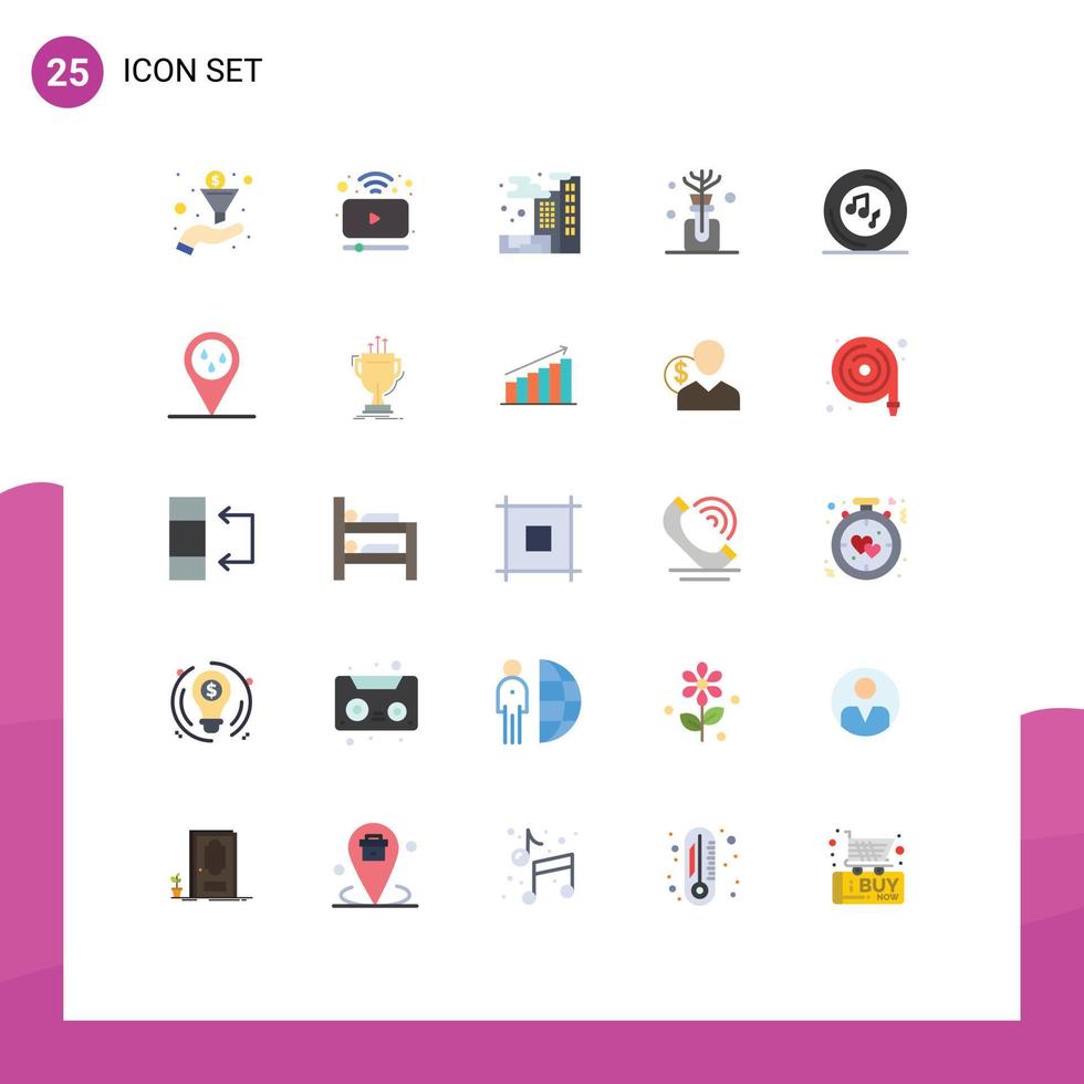 25 Universal Flat Colors Set for Web and Mobile Applications forecast player pollution note music Editable Vector Design Elements
