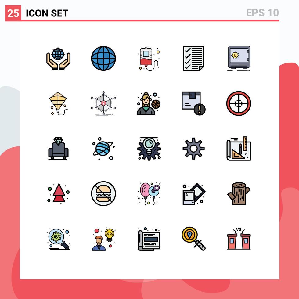 25 iconos creativos signos y símbolos modernos de la página del banco de donación de depósito de seguridad elementos de diseño vectorial editables vector