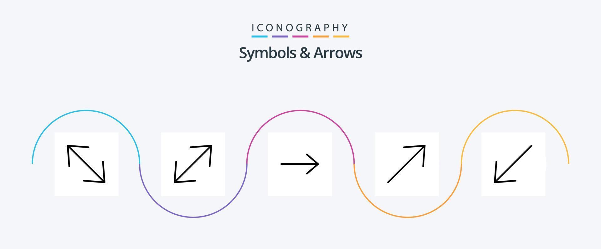 paquete de iconos de línea 5 de símbolos y flechas que incluye . flecha. vector