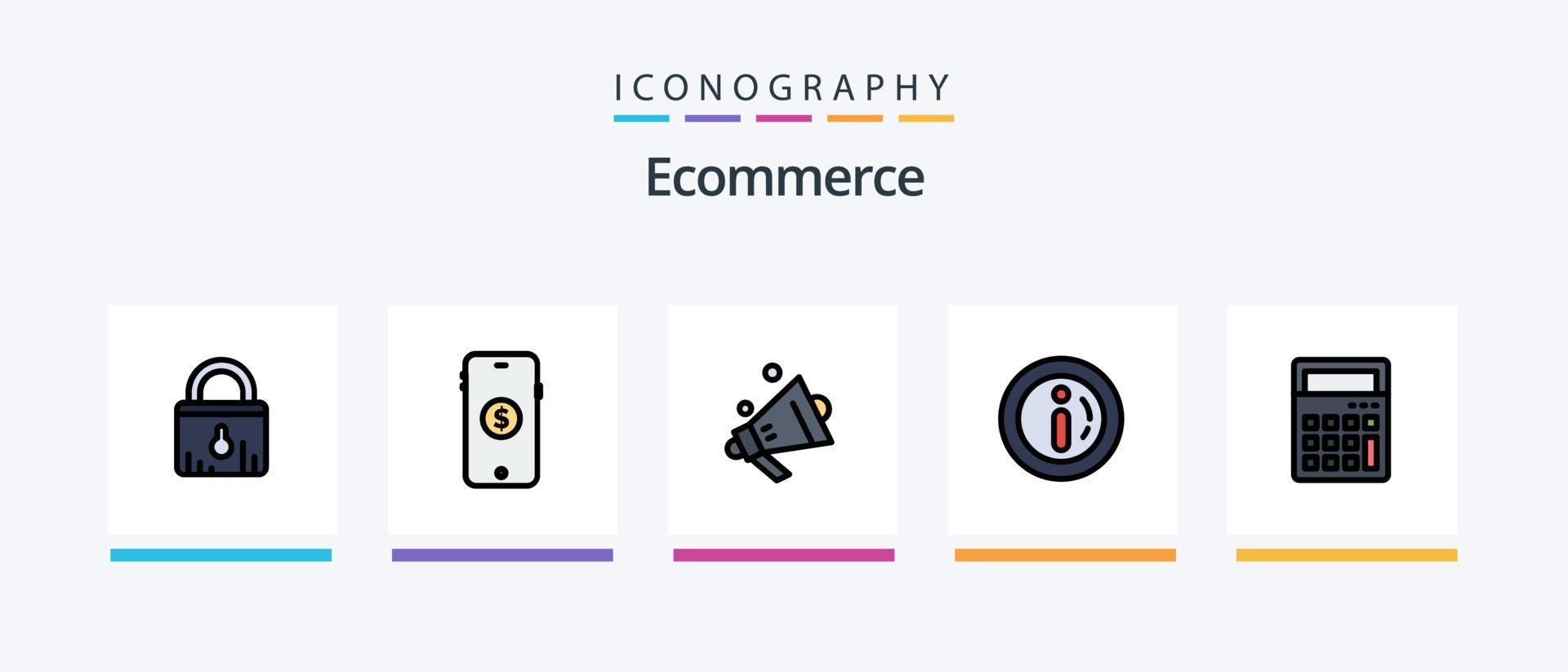 la línea de comercio electrónico llenó el paquete de 5 iconos, incluido el mercado. compras. comercio electrónico comercio electrónico cesta. diseño de iconos creativos vector