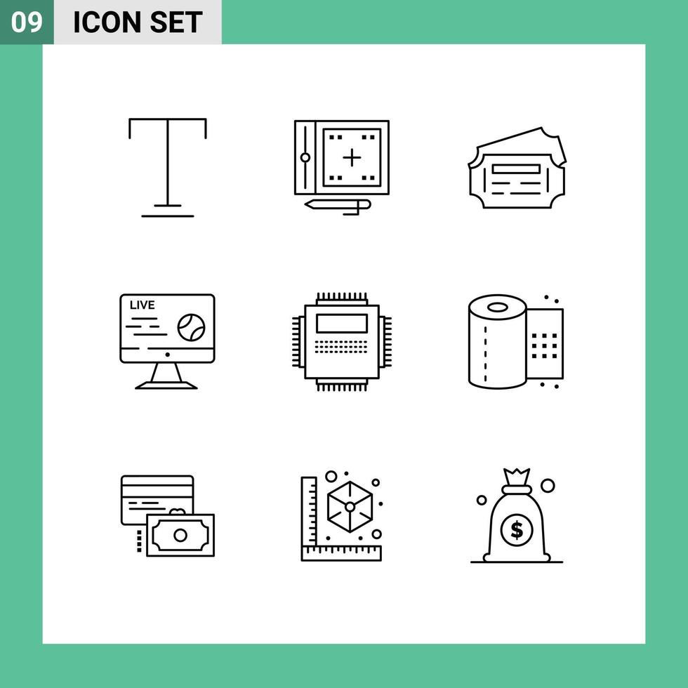 9 Creative Icons Modern Signs and Symbols of hardware stream train sport live Editable Vector Design Elements