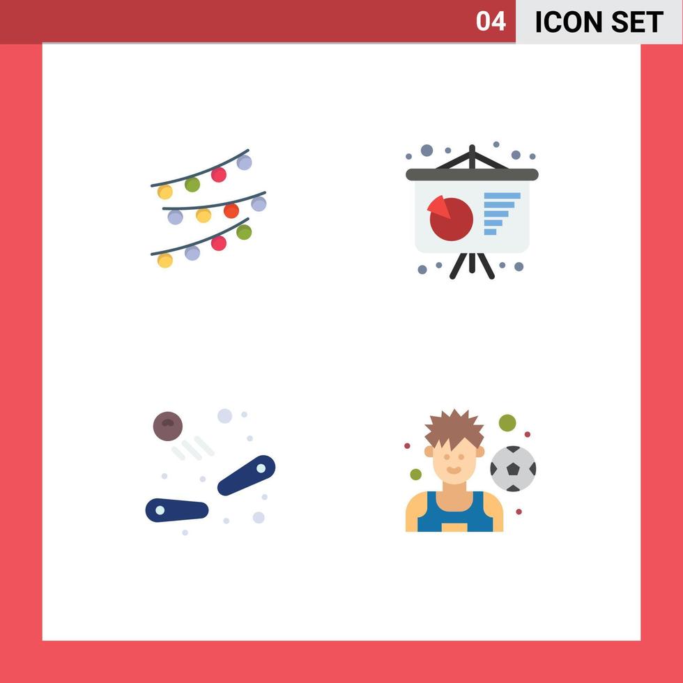 4 Universal Flat Icons Set for Web and Mobile Applications decorations fun celebtare conference poster play Editable Vector Design Elements
