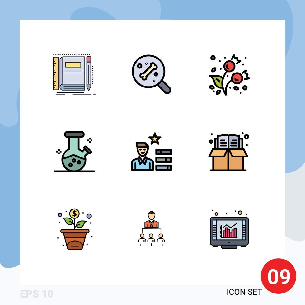 paquete de iconos de vector de stock de 9 signos y símbolos de línea para lupa encontrar trabajo poción de otoño matraz de demostración elementos de diseño de vector editables