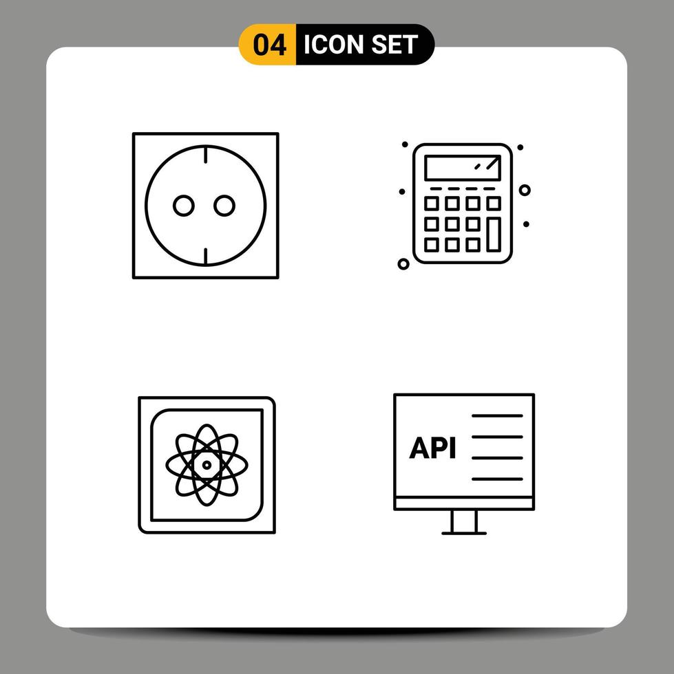 Set of 4 Vector Filledline Flat Colors on Grid for electric future calculate computer coding Editable Vector Design Elements