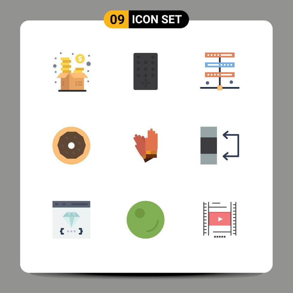 Modern Set of 9 Flat Colors Pictograph of building snack data food dessert Editable Vector Design Elements