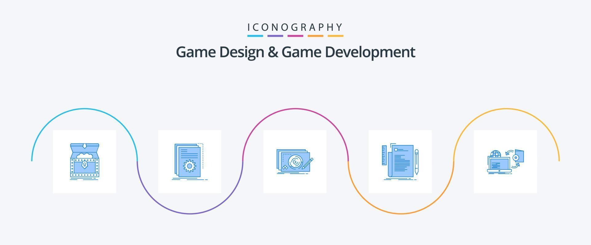 Game Design And Game Development Blue 5 Icon Pack Including file. code. program. game. new vector