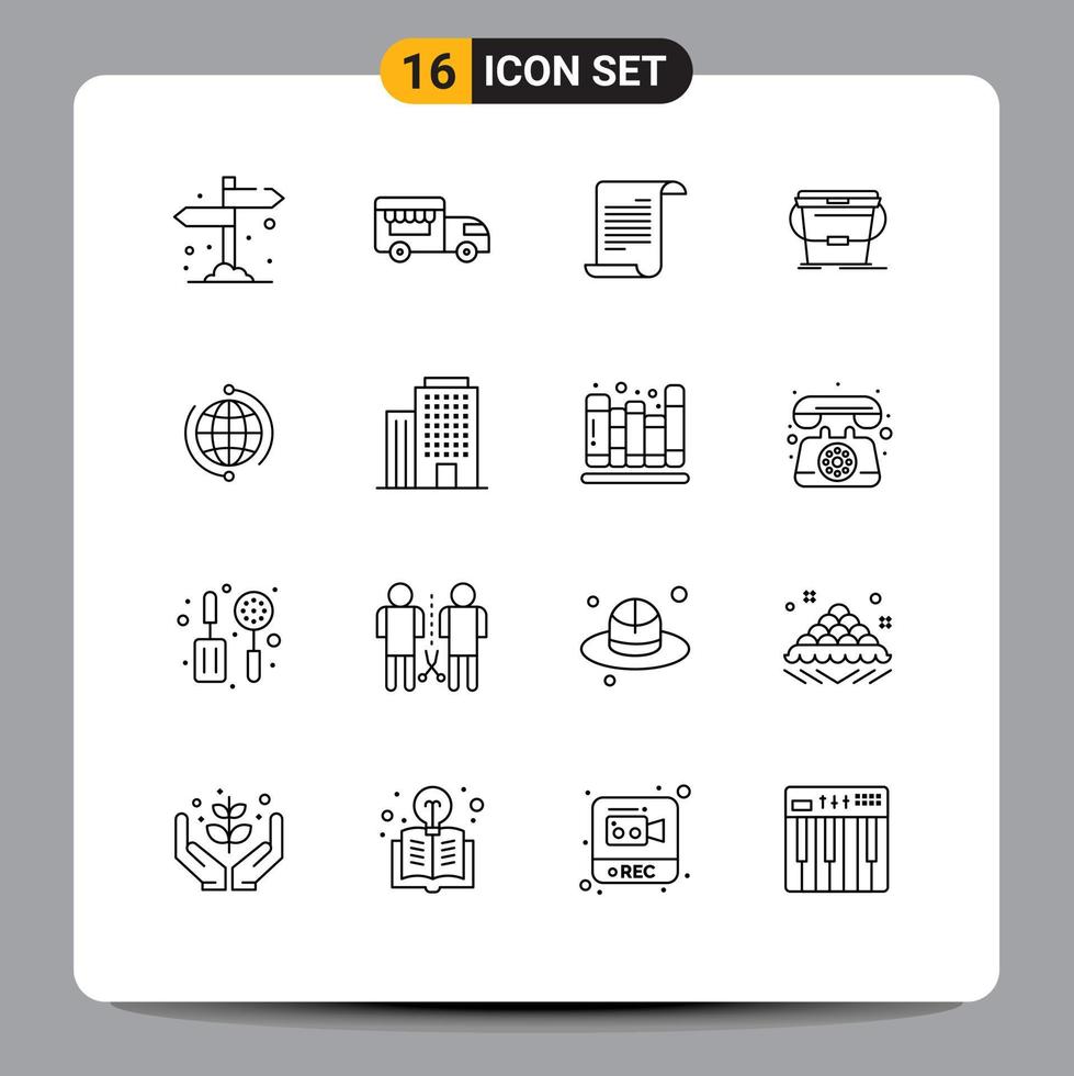 Stock Vector Icon Pack of 16 Line Signs and Symbols for connect globe text water cleaning Editable Vector Design Elements