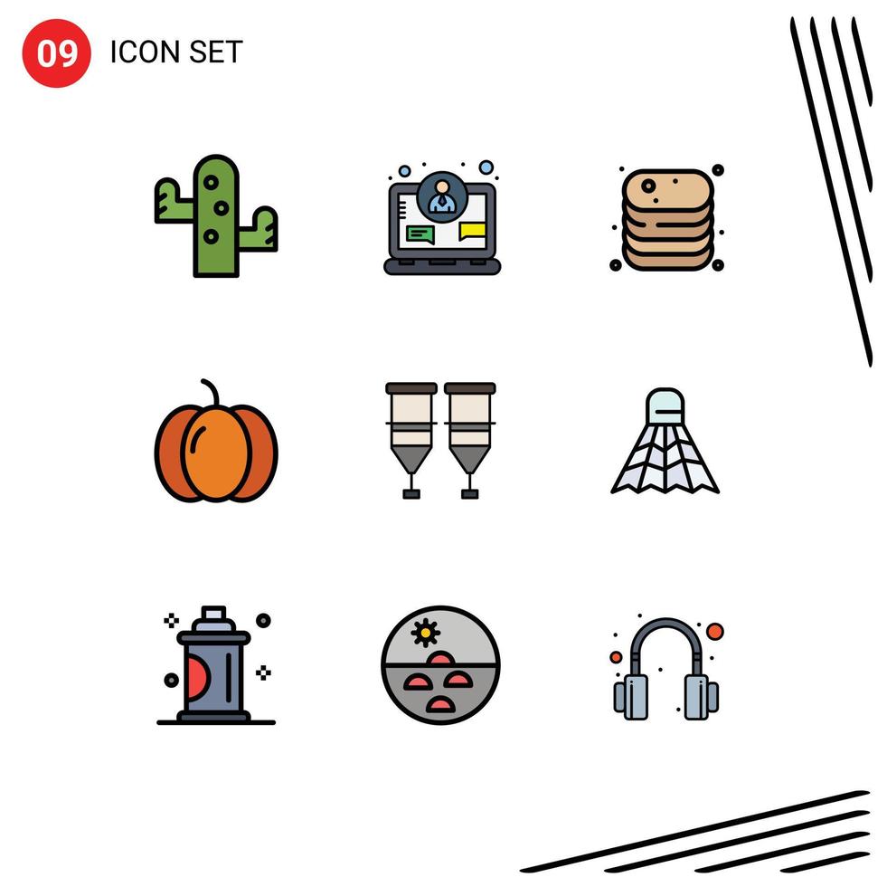 paquete de iconos de vector de stock de 9 signos y símbolos de línea para elementos de diseño de vector editables de tienda de halloween de carne de calabaza de sangre