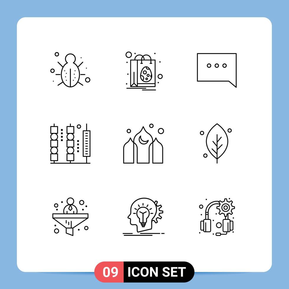 9 User Interface Outline Pack of modern Signs and Symbols of architecture meat shopping kebab drinks Editable Vector Design Elements