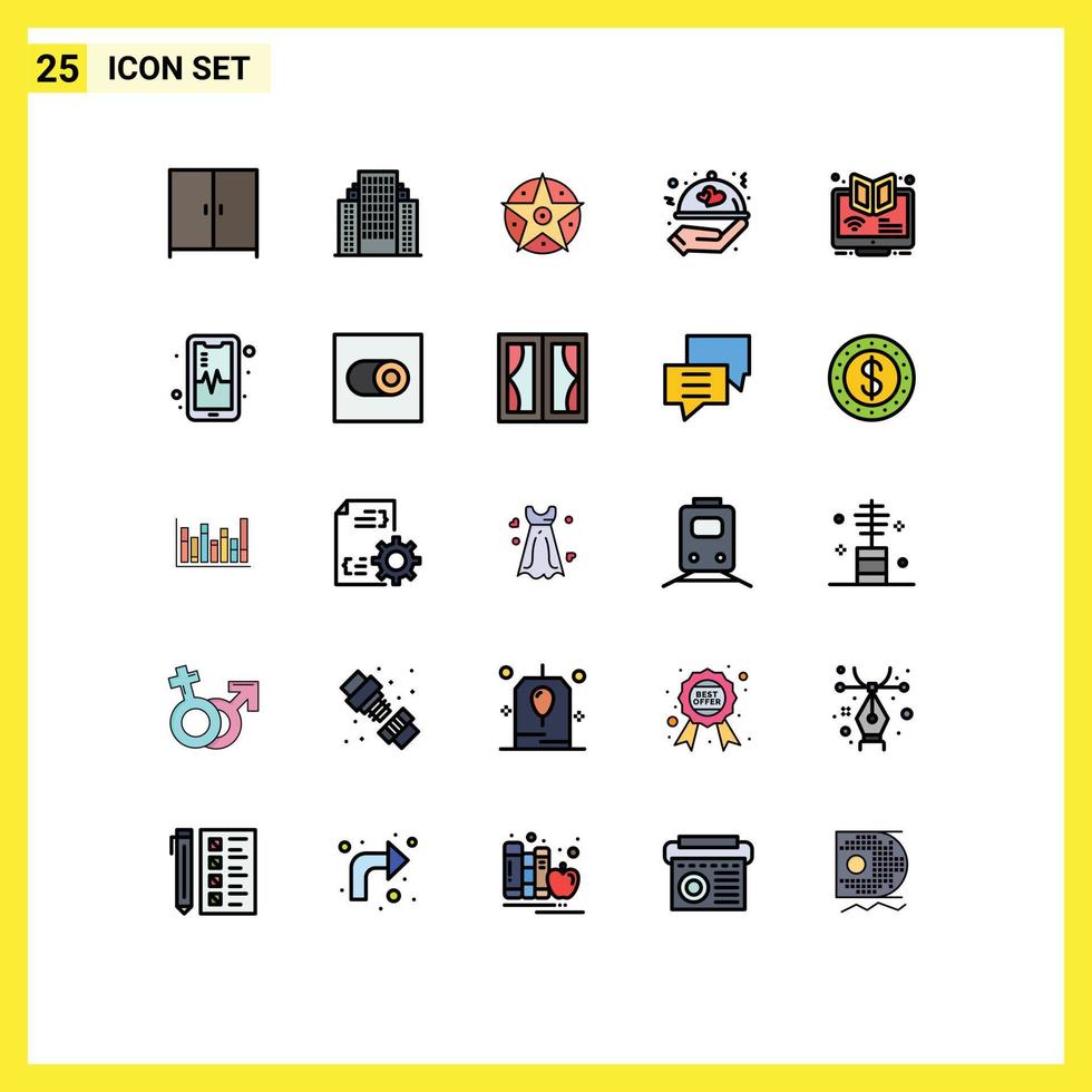 25 User Interface Filled line Flat Color Pack of modern Signs and Symbols of learning elearning satanic wedding love Editable Vector Design Elements