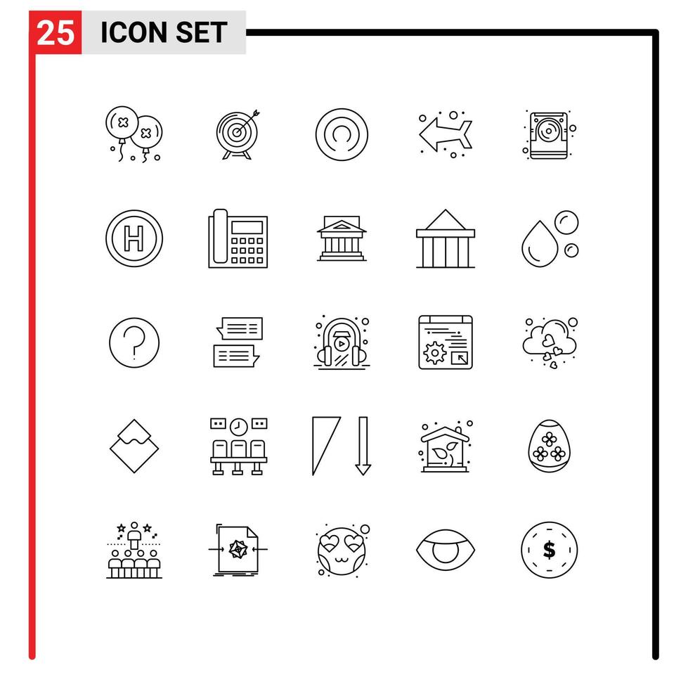 Pictogram Set of 25 Simple Lines of computer left goal arrow alternative currency Editable Vector Design Elements