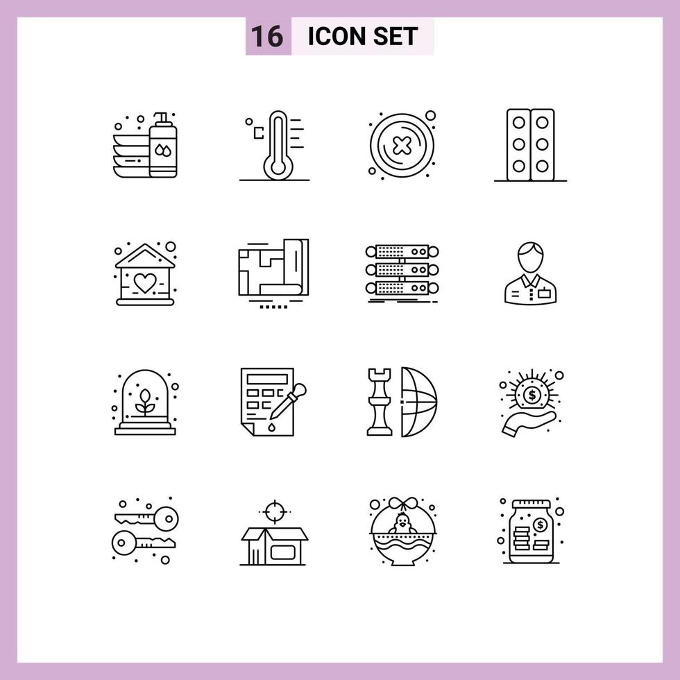 Outline Pack of 16 Universal Symbols of tray lab sun biology delete Editable Vector Design Elements