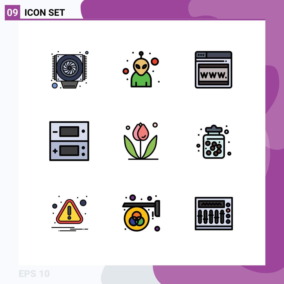 paquete de iconos de vector de stock de 9 signos y símbolos de línea para elementos de diseño de vector editable de video floral de página web de naturaleza dulce