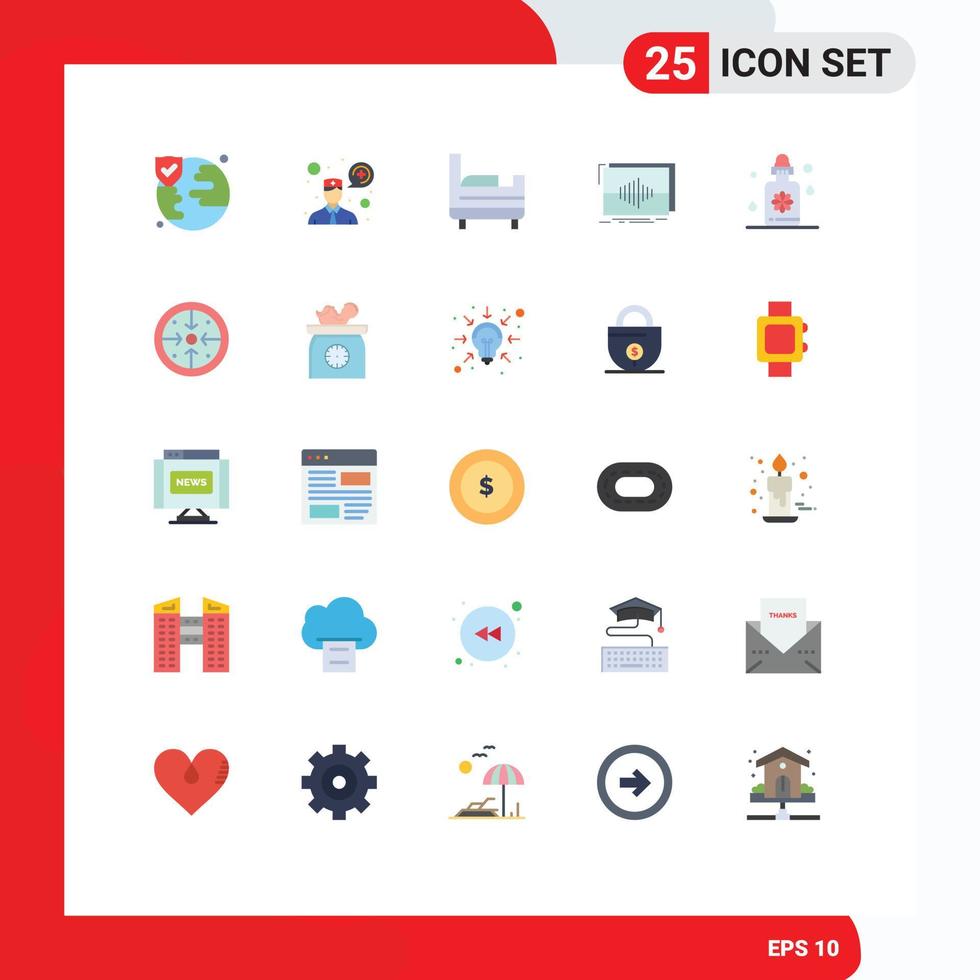 25 Thematic Vector Flat Colors and Editable Symbols of goals spa audio treatment wave Editable Vector Design Elements